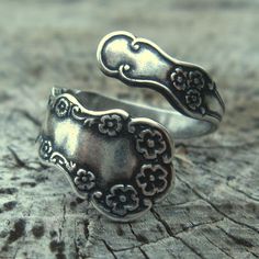 Silver spoon ring Vintage Open Ring Jewelry With Oxidized Finish, Vintage Jewelry With Oxidized Finish Open Ring, Vintage Oxidized Open Ring Jewelry, Handmade Antique Silver Vintage Rings, Handmade Vintage Antique Silver Rings, Antique Silver Open Ring Vintage Style, Vintage Antique Silver Open Ring Jewelry, Vintage Antique Silver Open Ring, Vintage Oxidized Finish Toe Ring Jewelry