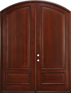 a wooden double door with two sidelights on the top and bottom panel, in dark wood