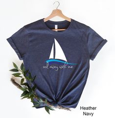 "Soft, comfortable and high-quality t-shirts. Great customer service and fast shipping. Unisex, youth, toddler, baby size options. A great variety of products for you and your loved ones.  Product Details: Solid colors are 100% airlume combed and ringspun cotton. Heather colors are 52/48 airlume combed and ringspun cotton/polyester. Sizes and Colors: Pick your t-shirt color from our color chart. Colors may vary slightly as computer monitors display colors differently. How to measure: Lay garment Sailor Theme, Sailor Shirt, Sail Racing, Racing Shirts, How To Measure, Set Sail, Crew Shirt, Vinyl Projects, Cricut Vinyl