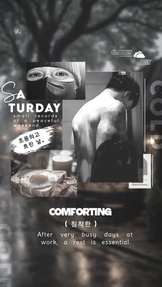 a poster with different images and text on it that says,'comforting after busy days at work, a rest - is essential