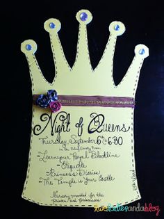 a wedding card with a paper crown on it's back and the words night of business