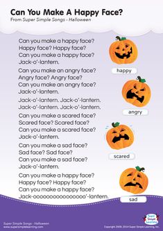 a halloween poem with pumpkins on it and the words can you make a happy face?