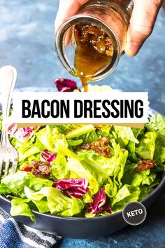 A picture of homemade hot bacon dressing from Cast Iron Keto. Keto Hot Bacon Dressing, Houston’s Hot Bacon Dressing, Keto Bacon Ranch Egg Salad, Spinach Salad With Hot Bacon Dressing, Warm Bacon Vinaigrette, Bacon Vinaigrette, Hot Bacon Dressing, Spring Salads