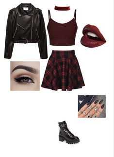 Skirt Outfits Alt, Rock Style Mini Skirt For Cosplay, Outfits Rockstar Mujer, Gothic Teens Skirts, Emo Wanda Outfits, Princess Aesthetic Outfits, Outfits Alt, Plaid Skirt Goth Outfit, Wwe Outfits