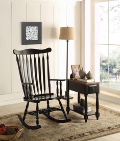 Kloris Black Rocking Chair - Ornate Home Living Room Sunroom, Tall Chair, Wooden Rocker, Tall Chairs, Wooden Rocking Chairs, Rocking Chair Nursery, Chaise Lounger, Outdoor Rocking Chairs, Outdoor Living Room