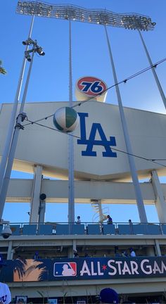 a baseball stadium with the dodgers logo on it