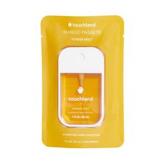 touchhand mango passion power mist face mask in yellow packaging on a white back ground