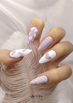 Pastel Nails Designs, Lilac Nails, White Nail, Pink Nail