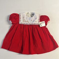 Nwt Vintage Baby Togs Red Velvet Dress 24 Months. Please See Pictures For Details. B# 62 Formal Christmas Dress, Plaid Christmas Dress, Vintage Baby Dress, Pastel Floral Dress, Gold Party Dress, Vintage Baby Dresses, Pleated Party Dress, Kid Outfits, Embroidered Tulle Dress