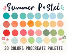 a poster with the words summer pastel on it and colorful circles in different colors