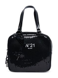 black sequin design logo print to the front two top handles key charm zip fastening padlock detail Luxury Black Sequined Bags, Teen Boy Outfits, Dress With Jean Jacket, Baby Boy Accessories, Gucci Kids, Shoes Teen, Dolce And Gabbana Kids, Sequin Design, Kids Jordans