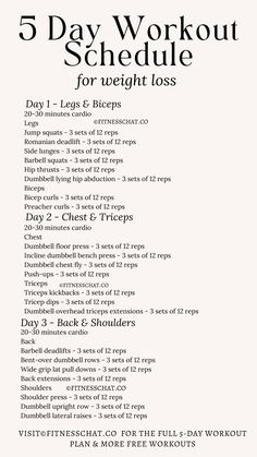 5 day workout schedule Exercise Schedule For Beginners, 5 Day Workout Schedule, Workout Days Schedule, Workout Schedule For Women At Home, Workout Schedule Women, 5 Day Workout Plan, Home Workout Programs