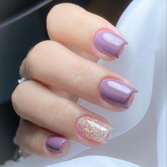 Squoval Acrylic Nails Purple, Lilac Purple Short Nails, Purple Gelish Nails, Maquillaje Color Lila Natural, Nail Nail Designs, Acrylic Nails Ideas, Spring Nails 2023, Summer Nails Art