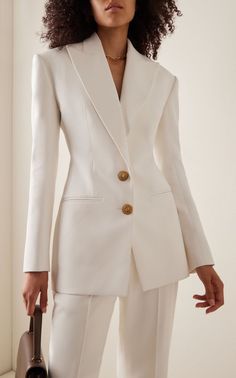 Tailor Made Suits, Chic Outfits Classy, Woman In Suit, Armani Suits, Fashion Silhouette, Crepe Blazer, Womens Suits Business, White Suit