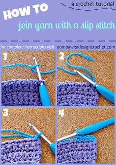 how to crochet the joinr with a slip stitch in 4 easy steps