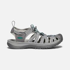 Women's Whisper-Women's - Footwear - Sandals-Keen-Medium Grey/Peacock Green-6.5-Appalachian Outfitters Jackson Heights, Dressy Sandals, Quick Draw, Natural Contour, Hiking Sandals, Peacock Green, Water Shoes, Polyester Material, Me Too Shoes