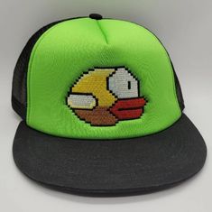 Flappy Bird Yellow Bird Snapback Trucker Hat New Vintage Yellow Adjustable Trucker Hat, Yellow Casual Trucker Hat With Flat Bill, Casual Yellow Trucker Hat With Flat Bill, Yellow Adjustable Trucker Hat With Flat Brim, Yellow Snapback Baseball Cap For Spring, Yellow Adjustable Snapback Hat With Flat Brim, Playful Yellow Hat With Curved Brim, Yellow Flat Brim Baseball Cap, Yellow Adjustable Flat Brim Snapback Hat