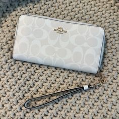 New With Tags. Im/Chalk/Glacier White Sig Long Zip Arnd Wl Coach Wallet White Coach Wallet, Coach Wallets, Checkbook Wallet, Coach Poppy, Keychain Wallet, Coach Wallet, Pretty Bags, Zip Wallet, Wristlet Wallet