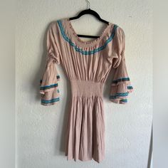 Brand New, Never Worn! Pink Fitted Boho Dress For Beach, Pink Boho Dress For Brunch, Fitted Pink Boho Dress For Spring, Pink Mini Boho Dress For Vacation, Pink Boho Dress For Day Out, Pink Bohemian Mini Dress For Day Out, Pink Bohemian Knee-length Dress, Pink Bohemian Knee-length Mini Dress, Pink Boho Dress For Spring Day Out