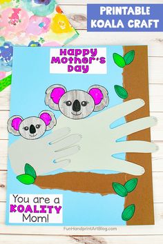 a handprinted koala craft for mother's day