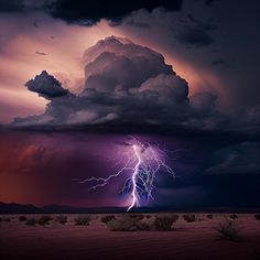 a large cloud with lightning in the sky