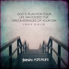 a wooden bridge with the words, god's plan for your life far except the circumstances of your day