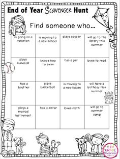 the end of year scavenger hunt for students to find out what they are doing