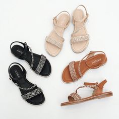 These versatile strappy flat sandals are a must-have for women of all ages and styles. Perfect for a night out or casual errands, these sandals can be dressed up or down to match any outfit. The classic metal buckle provides easy adjustability, ensuring a comfortable and secure fit. No more slipping off your shoes while walking. The durable rubber outsole and anti-slip shading on the bottom ensure stability and safety. With their soft straps and cushioned insole, these sandals provide all-day co Trendy Sandals 2023, Sandals 2023, Blazers Shoes, Roman Sandals, Strappy Flats, Strappy Sandals Flat, Trendy Sandals, Short Lace Dress, Sneaker Slippers