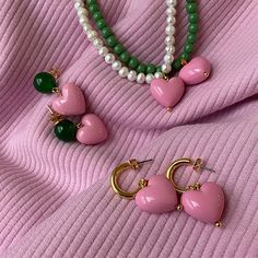 Candy Color Heart and Beads Earrings