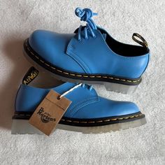 Dr. Martens Oxford Size: 5 Womens But Fit 6 Better Message Me If You Have Any Questions Please Read Store Policies Before Making A Purchase With Us Tags: - Misguided - Abercrombie - Zara - Brandy - Princess Polly - Pretty Little Thing - Shein - Urban Outfitters 5 0 #Leather #Boots #Drmarten #Blue Blue Dr Martens Boots, Dr Martens Oxford, Platform Combat Boots, Funky Shoes, Black Platform Boots, Oxford Blue, Canvas Messenger Bag, Chunky High Heels, Platform Loafers