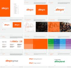 the allegro brand identity is displayed in orange and white, with different colors