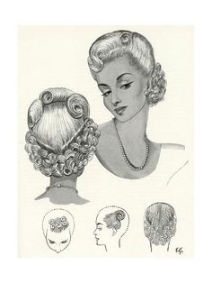 40s Hairstyles, 1940s Hairstyles, Wet Set, Pompadour Hairstyle, Pin Up Hair, Pin Curls, Great Hairstyles, Vintage Makeup, Vintage Pin Up