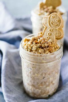 two jars filled with oatmeal and cookies