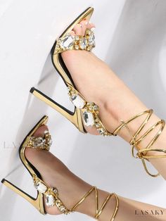 Lasaky - Exquisite Rhinestone-Embellished Strappy Heeled Sandals for Women