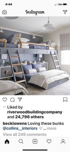 the instagram page for instagram com shows two bunk beds with ladders on them