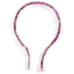 Mosaic Pink Tourmaline Strand with Open-Ends-The Mosaic Pink Tourmaline Strand is an eye-catching mix of ombre vintage pink hues and stone cuts of this gem of love of protection. Complete with your favorite chain lock and charms. Chain Lock