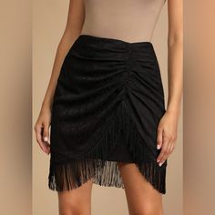 Nwot Lulus Secret Speakeasy Black Jacquard Fringe Miniskirt: Size Small Perfect Condition: Never Been Worn! Secret Speakeasy, Black Fringe Skirt, Lulu Skirt, Fringe Skirt, Skirt Mini, Black Fringe, What To Wear, Womens Skirt, Mini Skirts