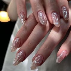 Korean Nails White, Structure Gel Manicure, Water Drop Nails, Texture Nails, 3d Chrome Nails, Pretty Gel Nails, Manicure Nails, Short Nail