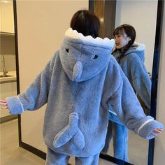 Shark Women's Pajamas Flannel Hooded Sleepwear Kawaii Pijama Female Set with Pants Cute Pyjamas Kawaii Hooded Sleepwear For Sleepovers, Kawaii Winter Sleepwear, Kawaii Winter Sleepwear For Pajama Party, Kawaii Winter Pajama Party Sleepwear, Kawaii Winter Hoodie For Loungewear, Kawaii Cotton Sleepwear For Winter, Cute Pyjamas, Cute Halloween Party, Female Pants