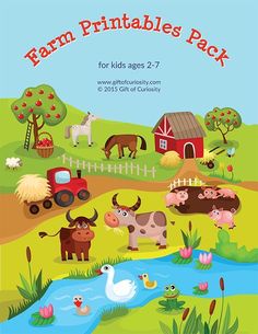 farm printable pack for kids ages 3 - 7 with animals, ducks and cows