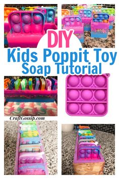 diy kids's poppit toy soap trays with instructions to make them look like they are playing in the bathtub