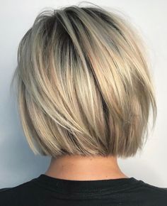 Longer back to cover more neck Latest Bob Hairstyles, Graduated Bob Haircuts, Short Bob Haircuts, Short Blonde, Bob Haircuts, Short Hair With Layers, Short Bob Hairstyles, Blonde Bob, Great Hair