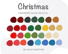 the color scheme for christmas is shown in red, green, yellow and blue