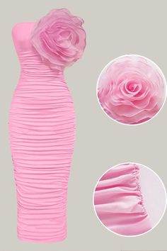 Introducing our Journey 3D Flower Ruched Bodycon Tube Dress, now available in a stunning shade of pink. This casual yet stylish piece features a sleek bodycon fit and intricate floral details, making it the perfect addition to your wardrobe. Designed with a strapless neckline and slim fit, this dress accentuates your curves and elongates your figure. Made from premium fabric with a high stretch, this long dress is both comfortable and luxurious. The hem is shaped like a pencil, creating a sophis Strapless Neckline, A Pencil, Our Journey, Tube Dress, S Pic, Dresses For Sale, Long Dress, Fashion Forward, Sleek