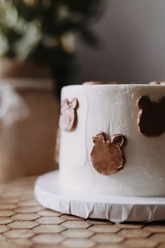 a close up of a cake on a table