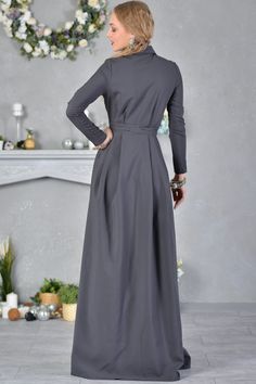 Grey Maxi Dress, Shirt Dress, Belt Dres Grey maxi dress with front buttons ➤ Features > Dress length: 150cm (59,05'') > Long sleeves > Collar > Folds in skirt part > Separated belt > Lining ➤ Sizing My Size Guide in FAQ section below will help you define the perfect size match. The item can also be made according to your measurements - just message them to me. ➤ Delivery Your item is made-to-order and will be ready within 2-7 days. Average delivery times: > North America: up Cotton V-neck Maxi Dress With Buttons, Gray A-line Maxi Dress, Fitted Maxi Length Cotton Shirt Dress, Fitted Cotton Maxi Shirt Dress, Fitted A-line Maxi Dress With Button Closure, Plain Dress For Daywear In Fall, Long Cotton Dress For Work, Fitted Long Sleeve Maxi Dress With Buttons, Modest Long Sleeve Maxi Dress With Buttons