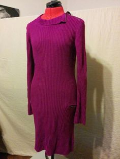 Fitted Sweater Dress Zip Shoulder Derek Heart Size Large Fuchsia Ribbed Knit  | eBay Fitted Sweater Dress, Fuchsia Color, Ribbed Knit Sweater, Knit Sweater Dress, Fitted Sweater, Sweater Coats, Dresses For Women, Clothing Items, Plus Size Outfits