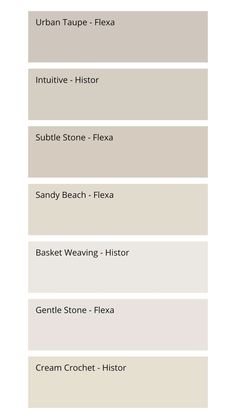 the different shades of paint that are used in this painting project, including neutrals and browns