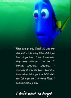 an image of a blue fish in the water with words above it that say i don't want to forget