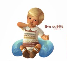 an animated image of a baby sitting on a bean bag chair with the caption ben outfit